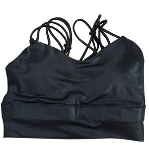 Flex It Pink Women's Black Leather Sports Bra Size Medium
